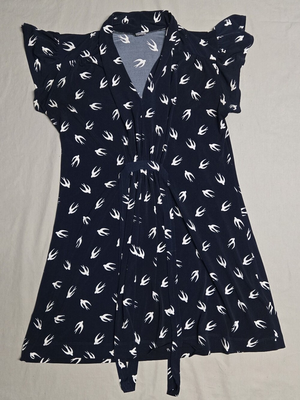 Suzy Shier Navy Blue White Bird Dress Size L